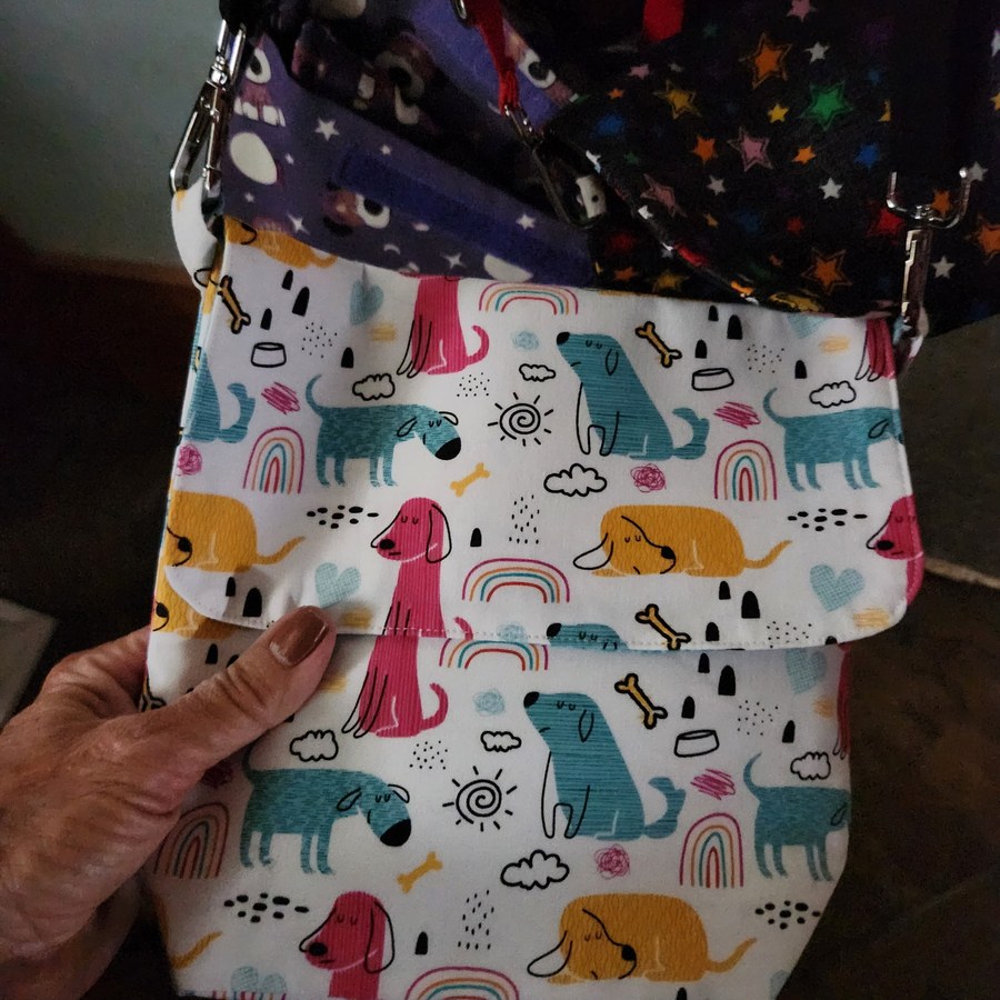White cartoon dogs crossbody