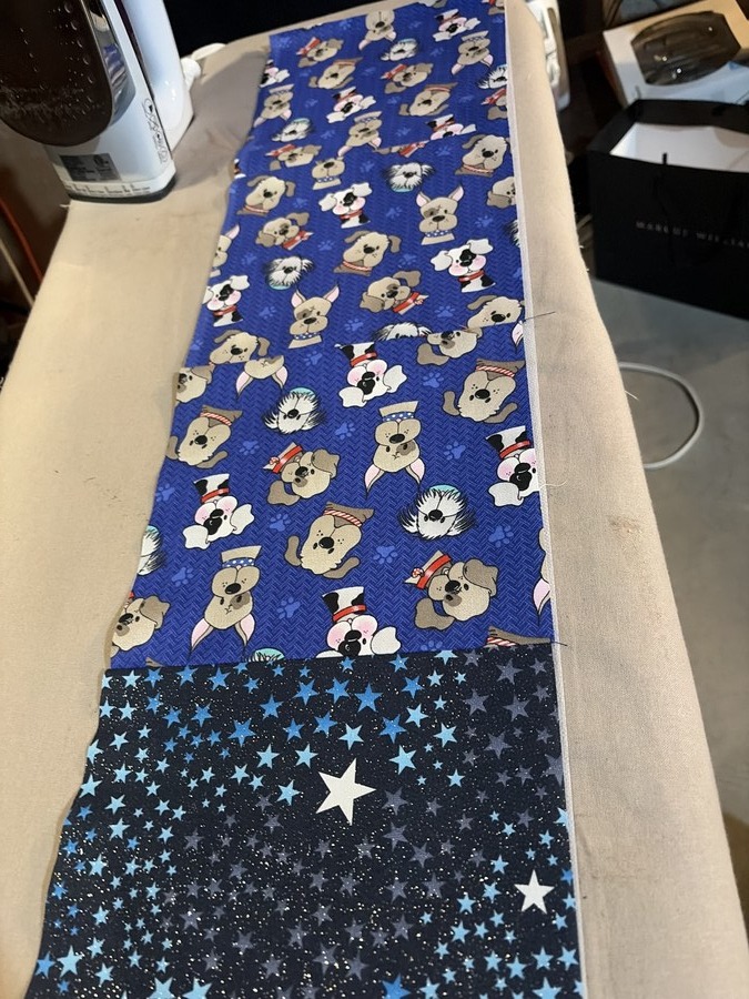 Process — pressing panels on the ironing board