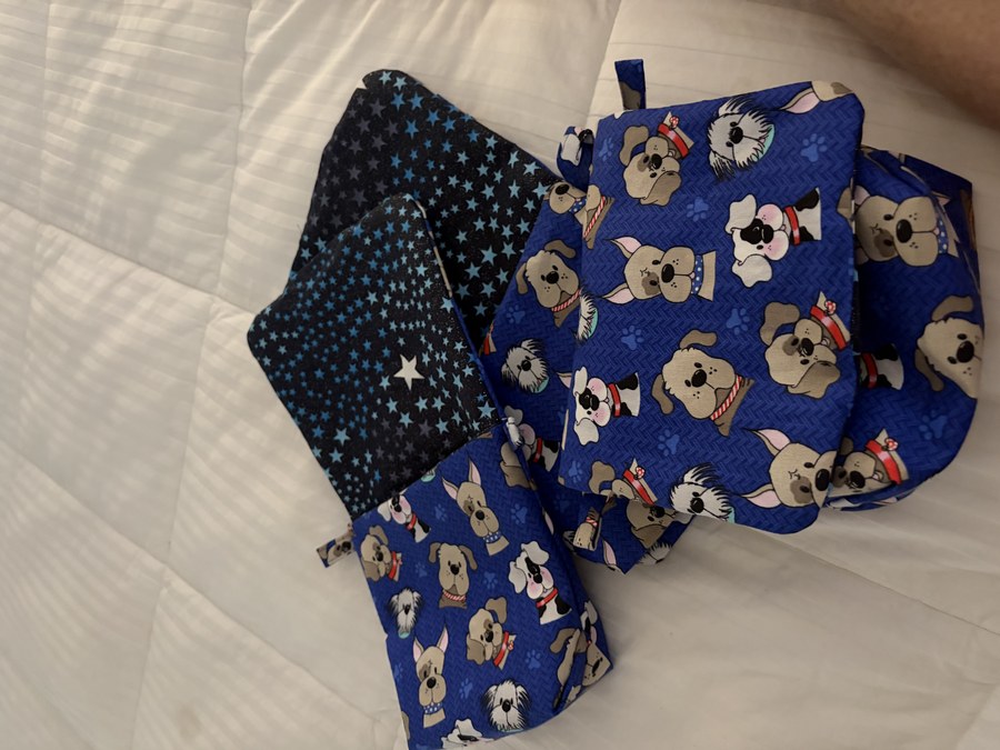 Royal-blue chevron dog faces